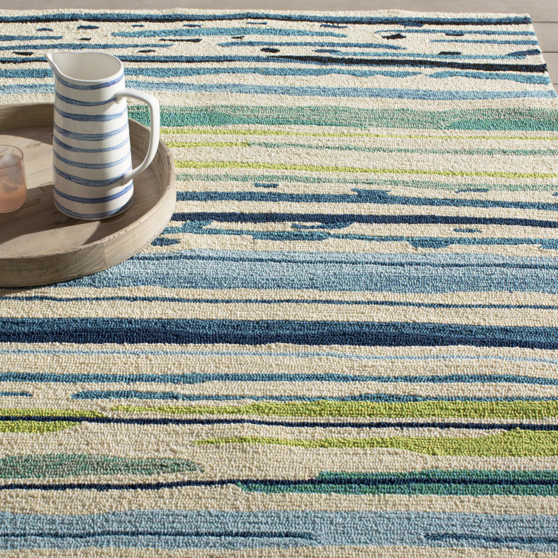 Latitude Run Angelina HandHooked Polypropylene Blue/Green Outdoor Area